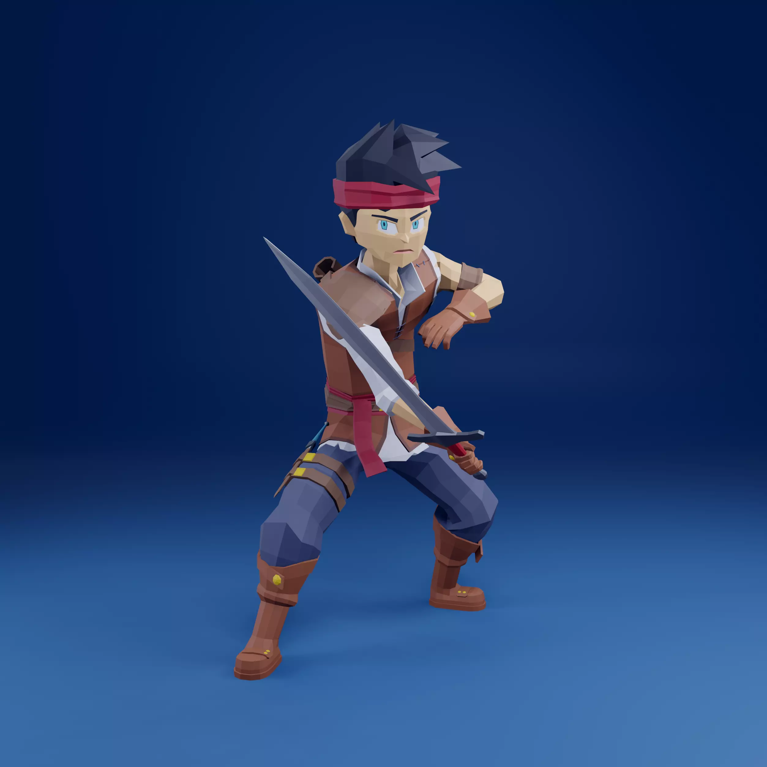 adventure boy Low-poly 3D model_0
