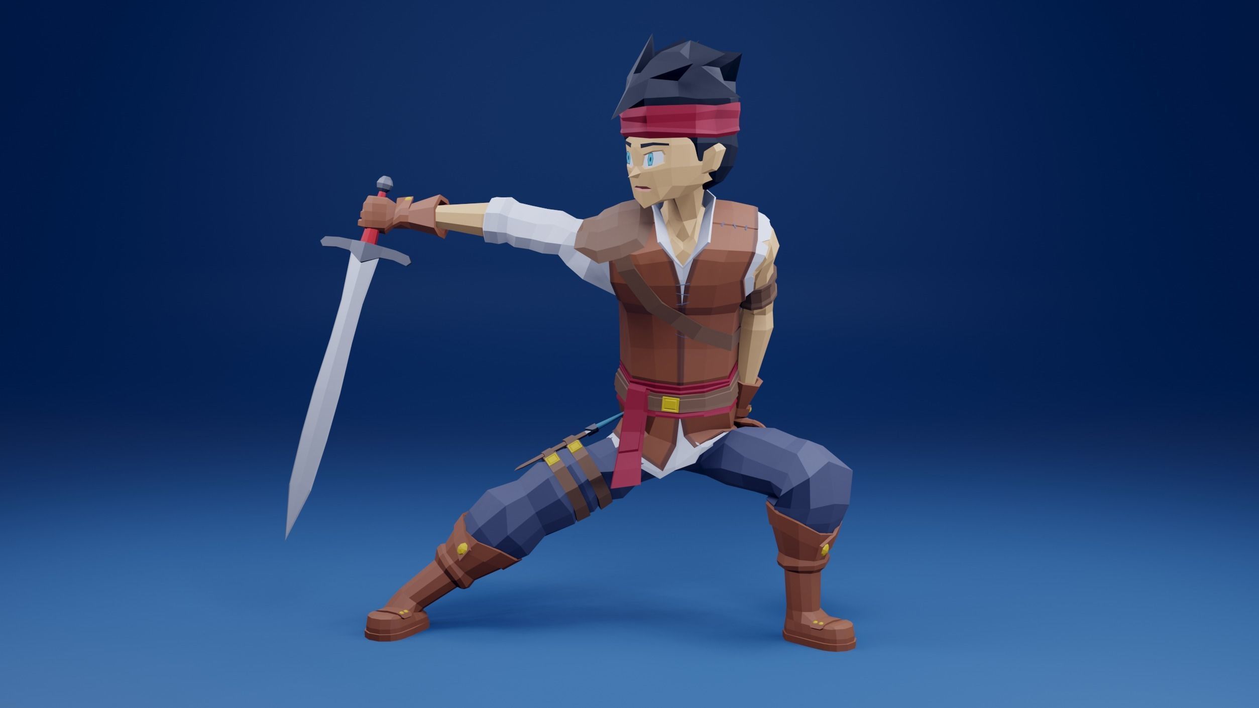 adventure boy Low-poly 3D model_11