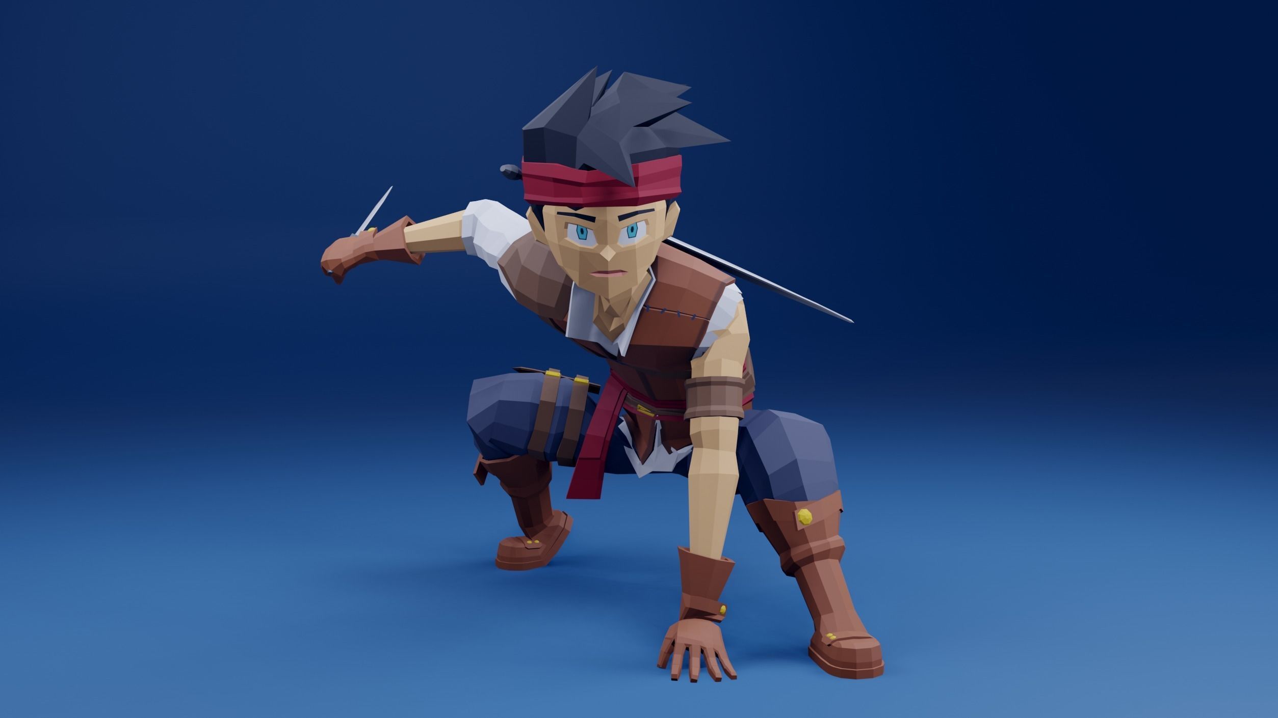 adventure boy Low-poly 3D model_7