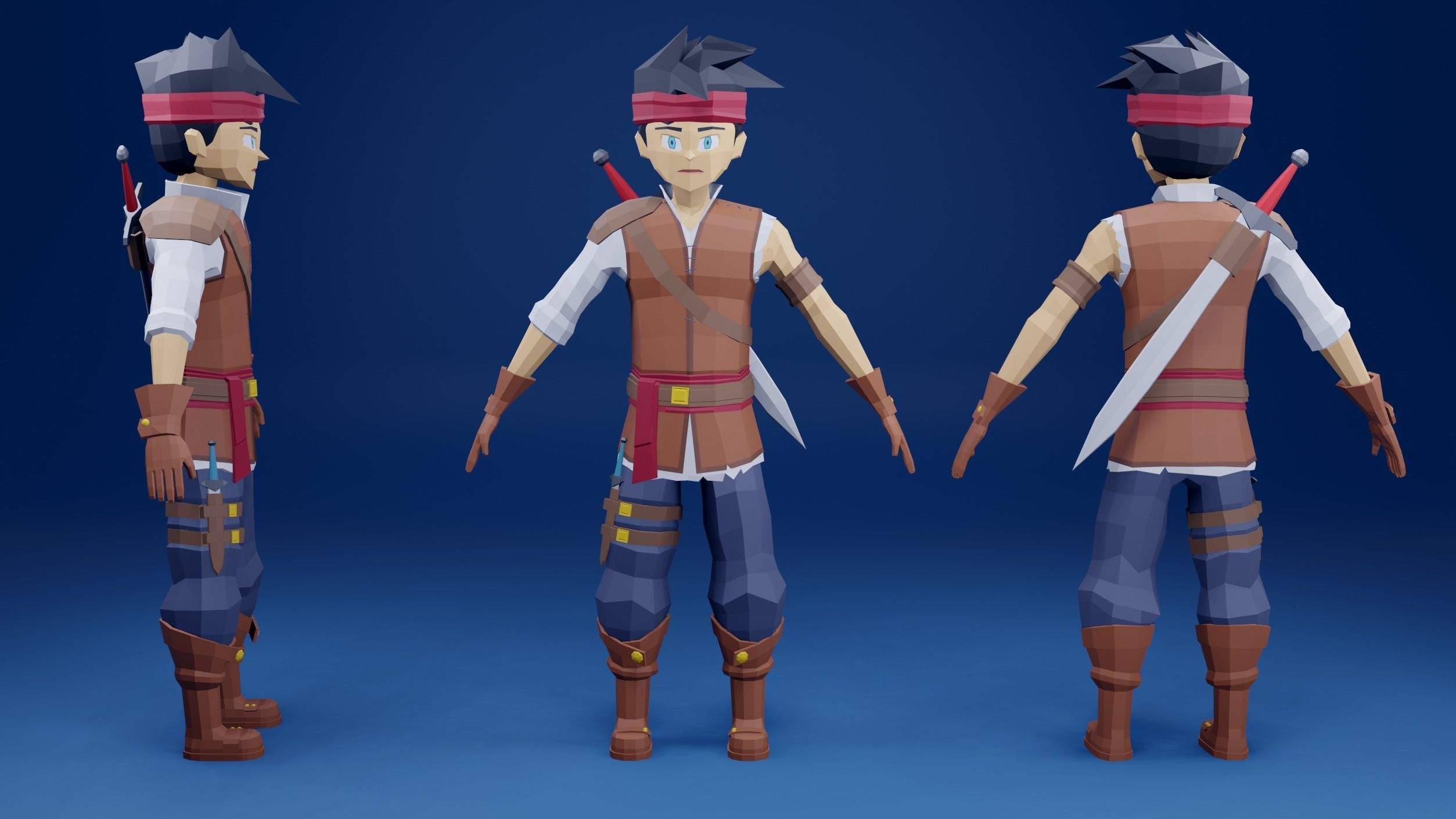 adventure boy Low-poly 3D model_13