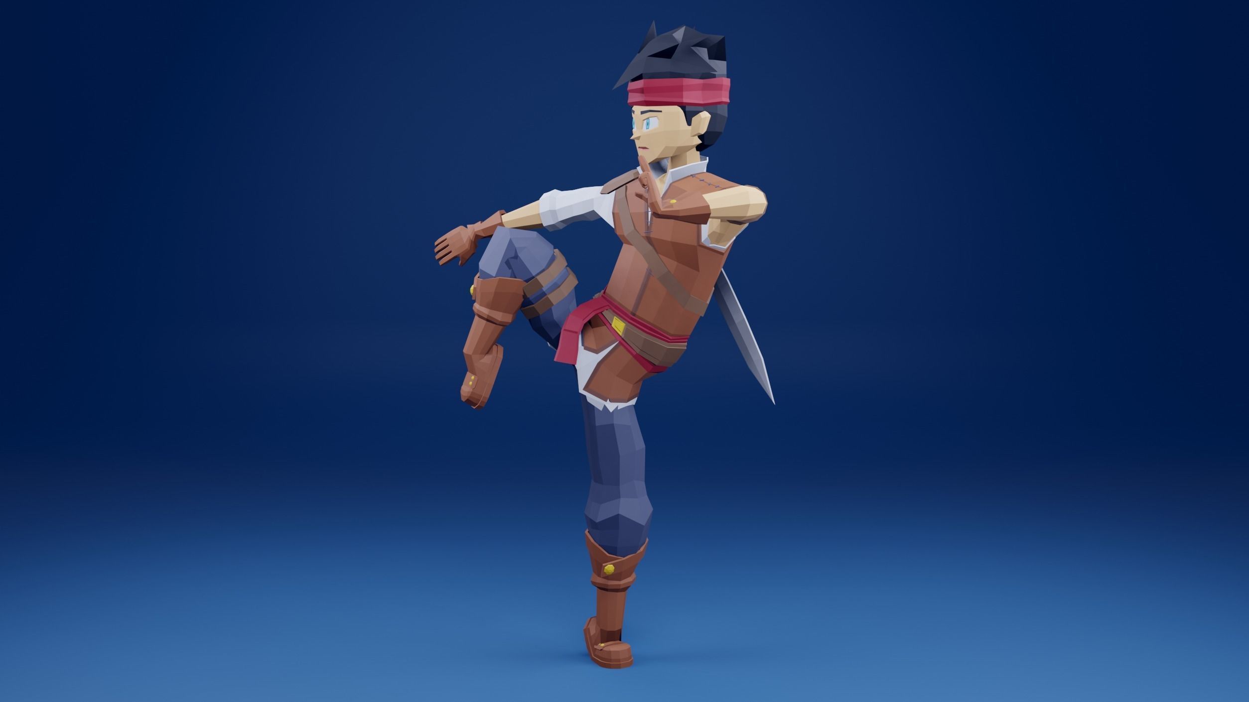 adventure boy Low-poly 3D model_12