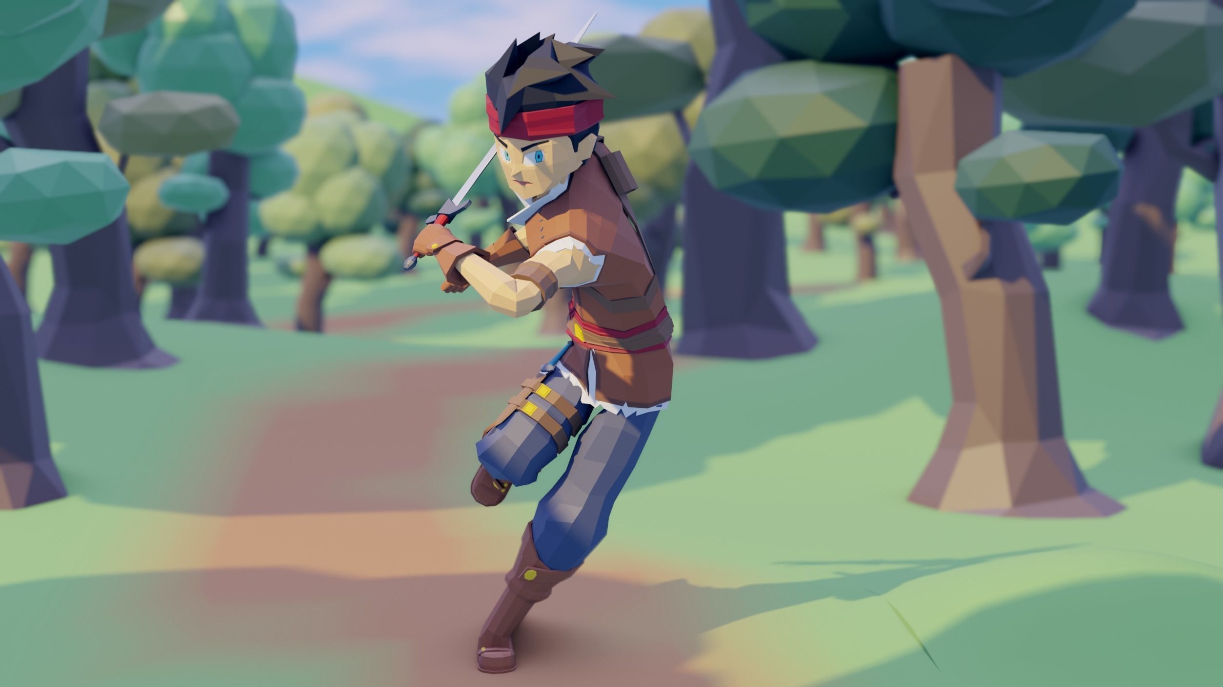 adventure boy Low-poly 3D model_5