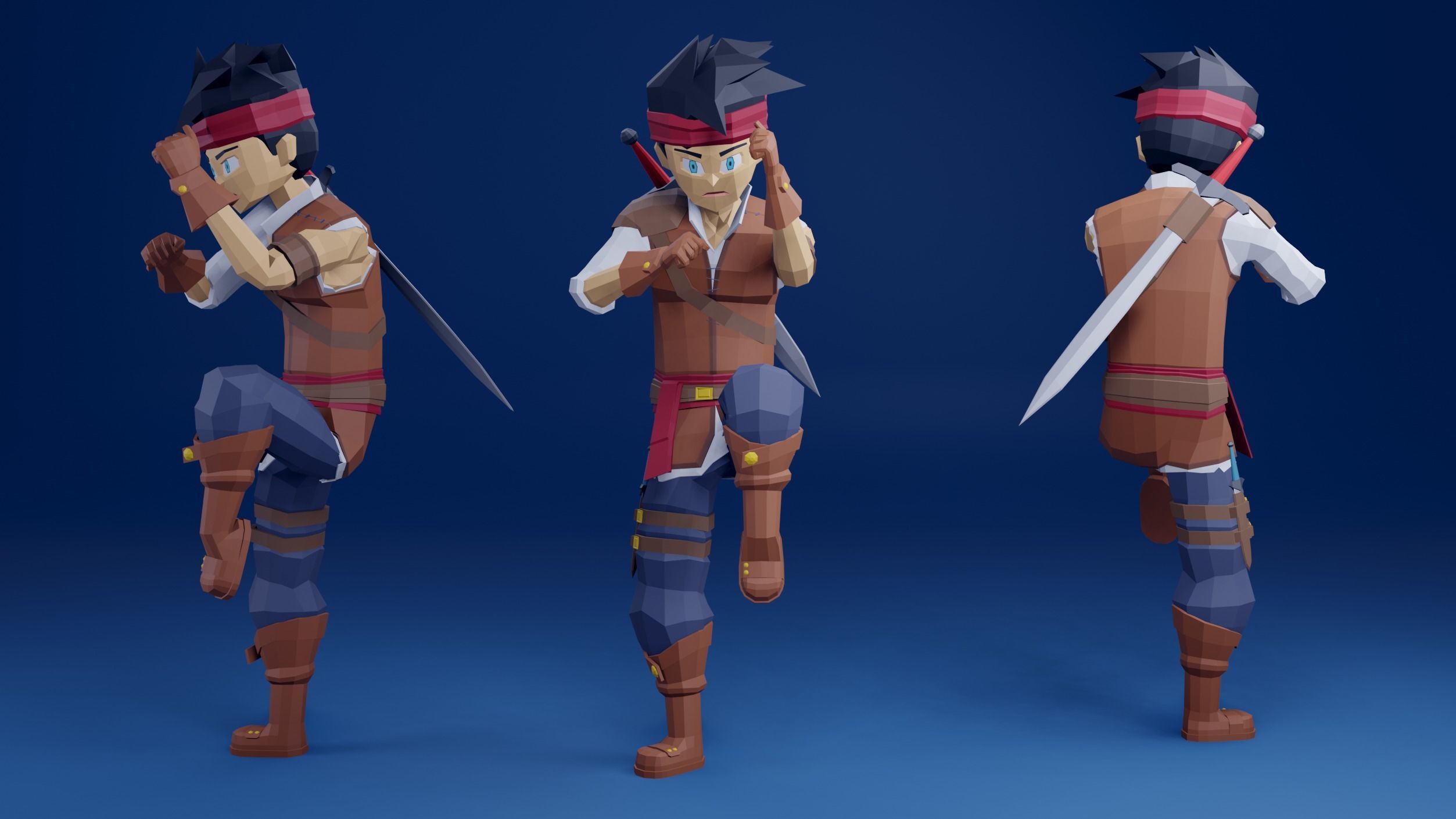 adventure boy Low-poly 3D model_4