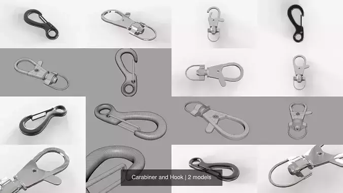 Carabiner and Hook 3D Model Collection Carabiner and Hook 3D Model Collection