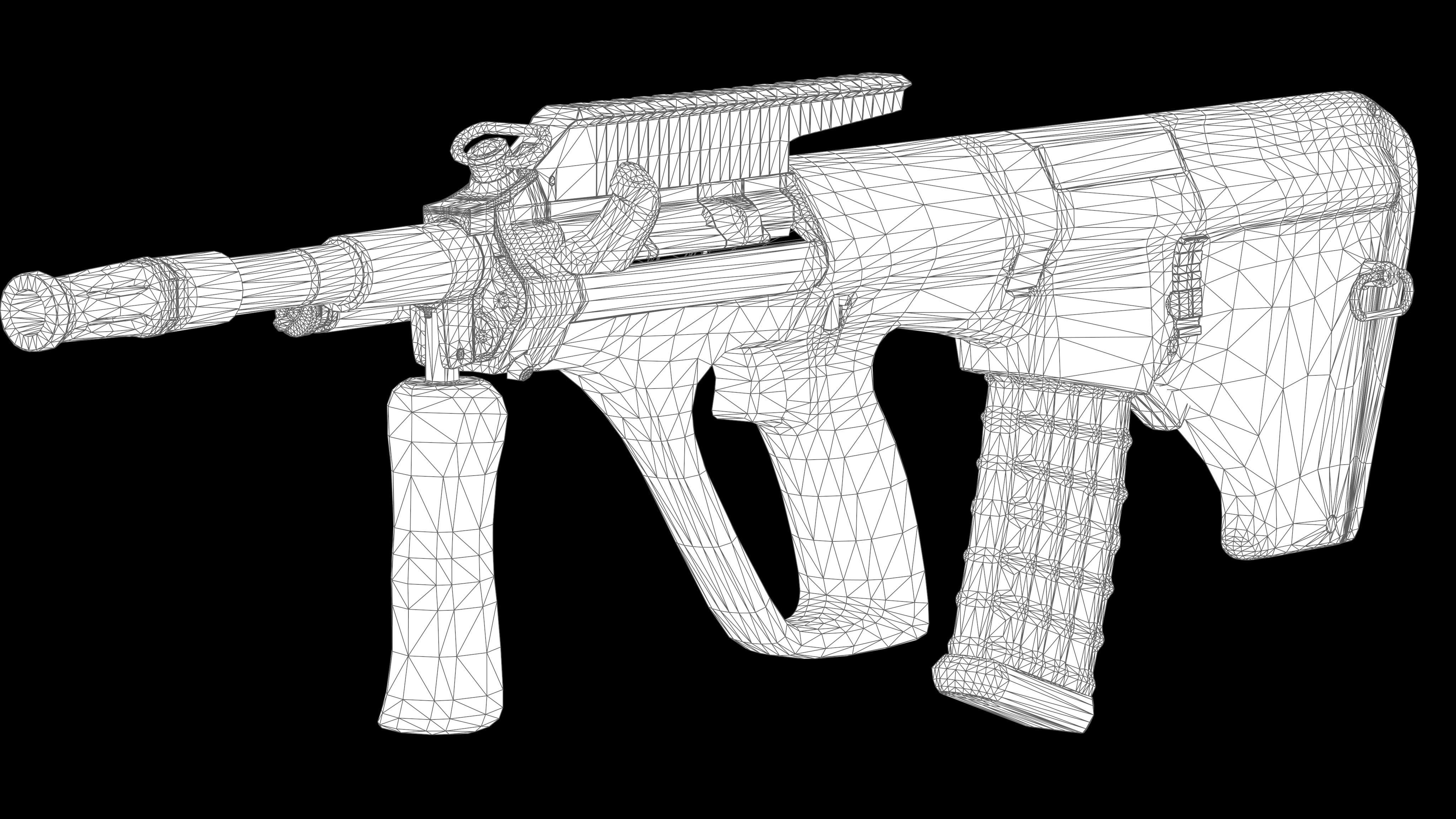 Austeyr Steyr AUG A3 PBR Worn Low-poly 3D model_6