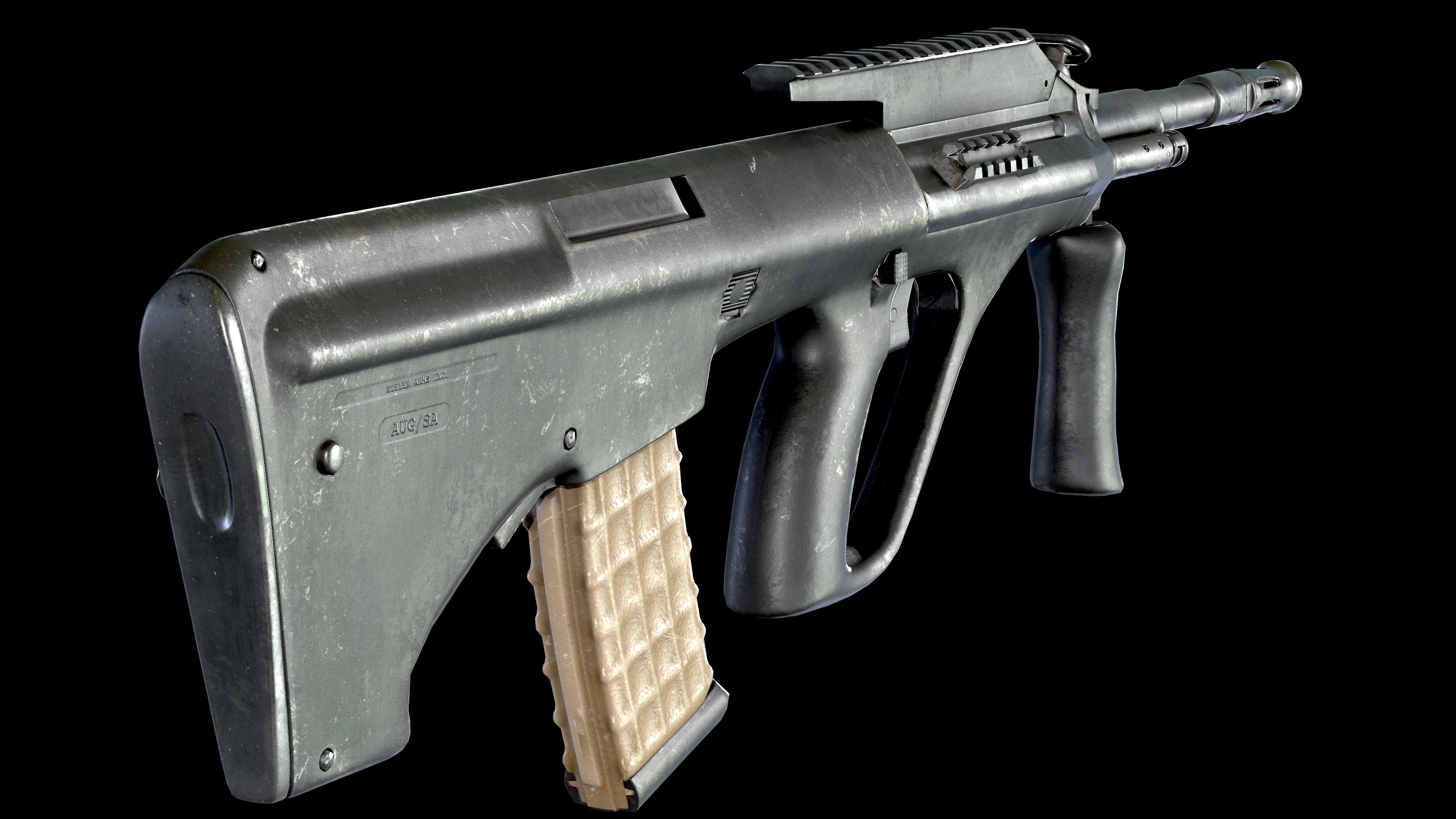 Austeyr Steyr AUG A3 PBR Worn Low-poly 3D model_3