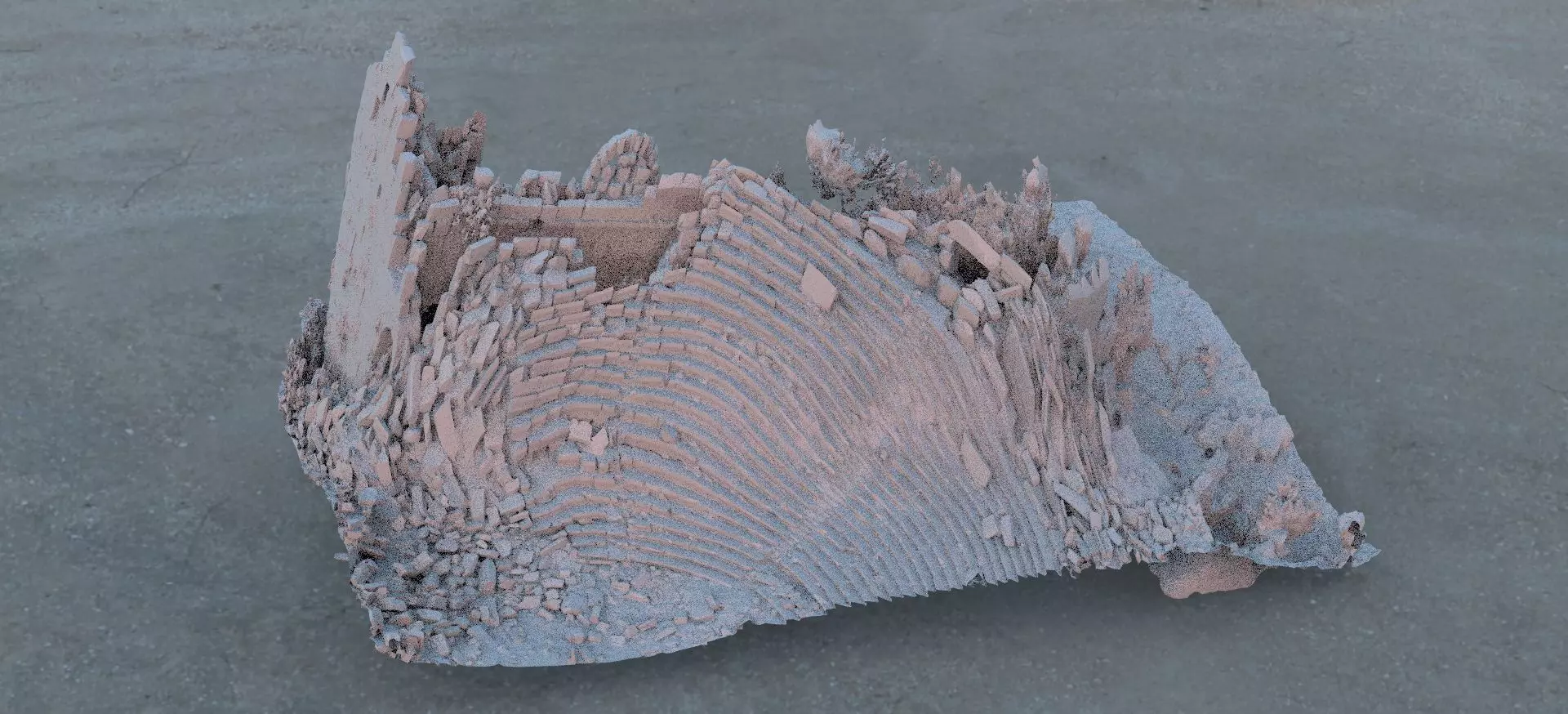 Ancient Greek Arena destroyed in rubble 3D model_0