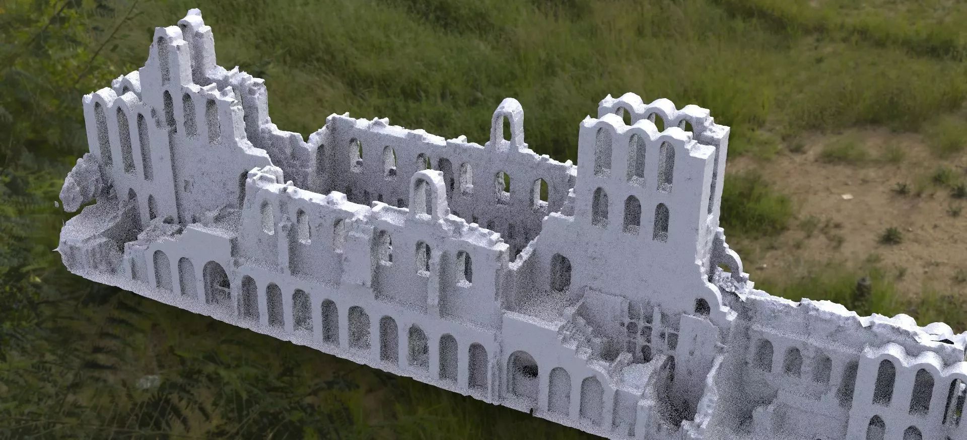 Ancient Greek Ruin walls arena 3D model_0