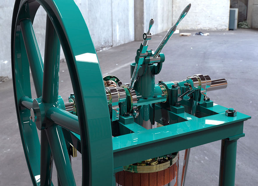 Bodmers siliding cylinder engine Free 3D model_3