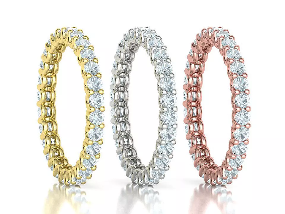 Eternity Diamond Ring U shaped Diamond Setting 3dmodel 3D print model