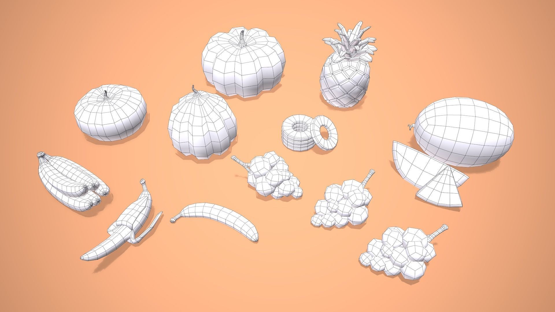 Fruits And Vegetables - Stylized Food Pack Low-poly 3D model_7