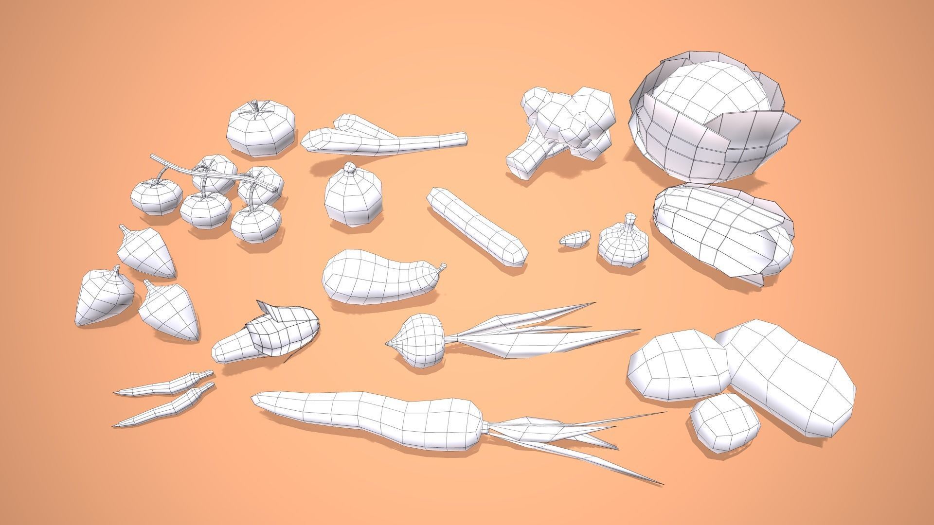 Fruits And Vegetables - Stylized Food Pack Low-poly 3D model_9