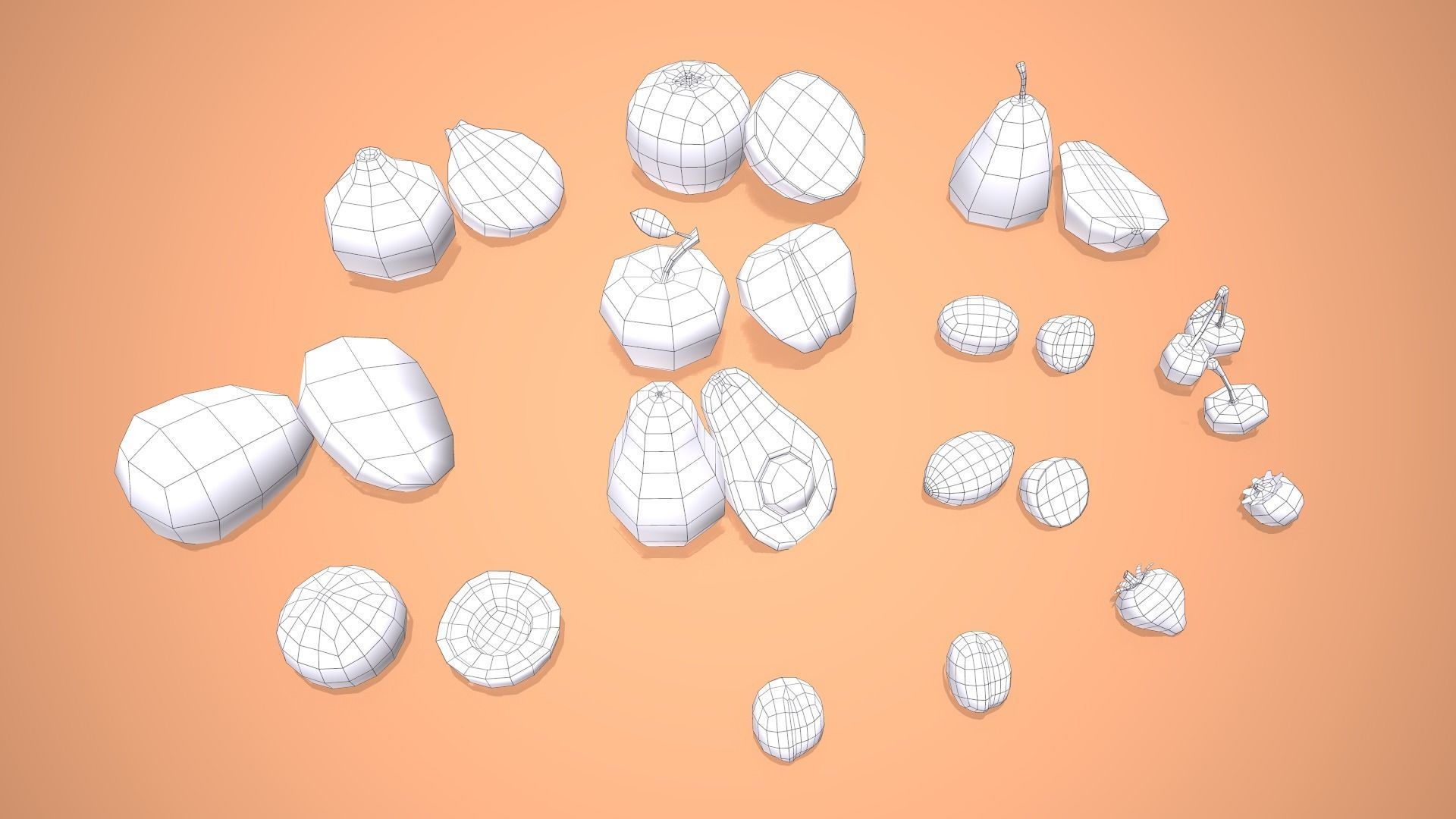 Fruits And Vegetables - Stylized Food Pack Low-poly 3D model_5