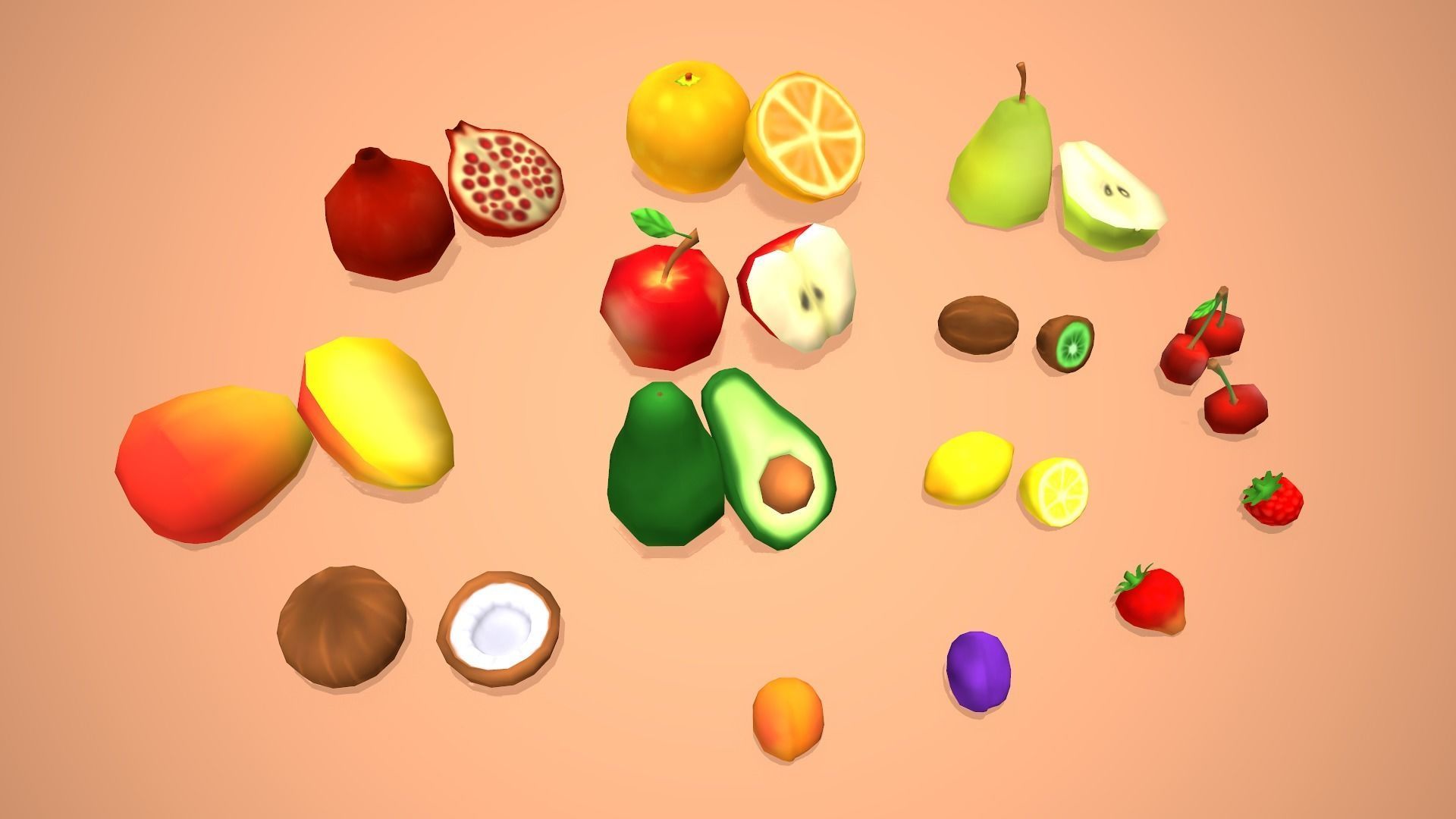 Fruits And Vegetables - Stylized Food Pack Low-poly 3D model_4