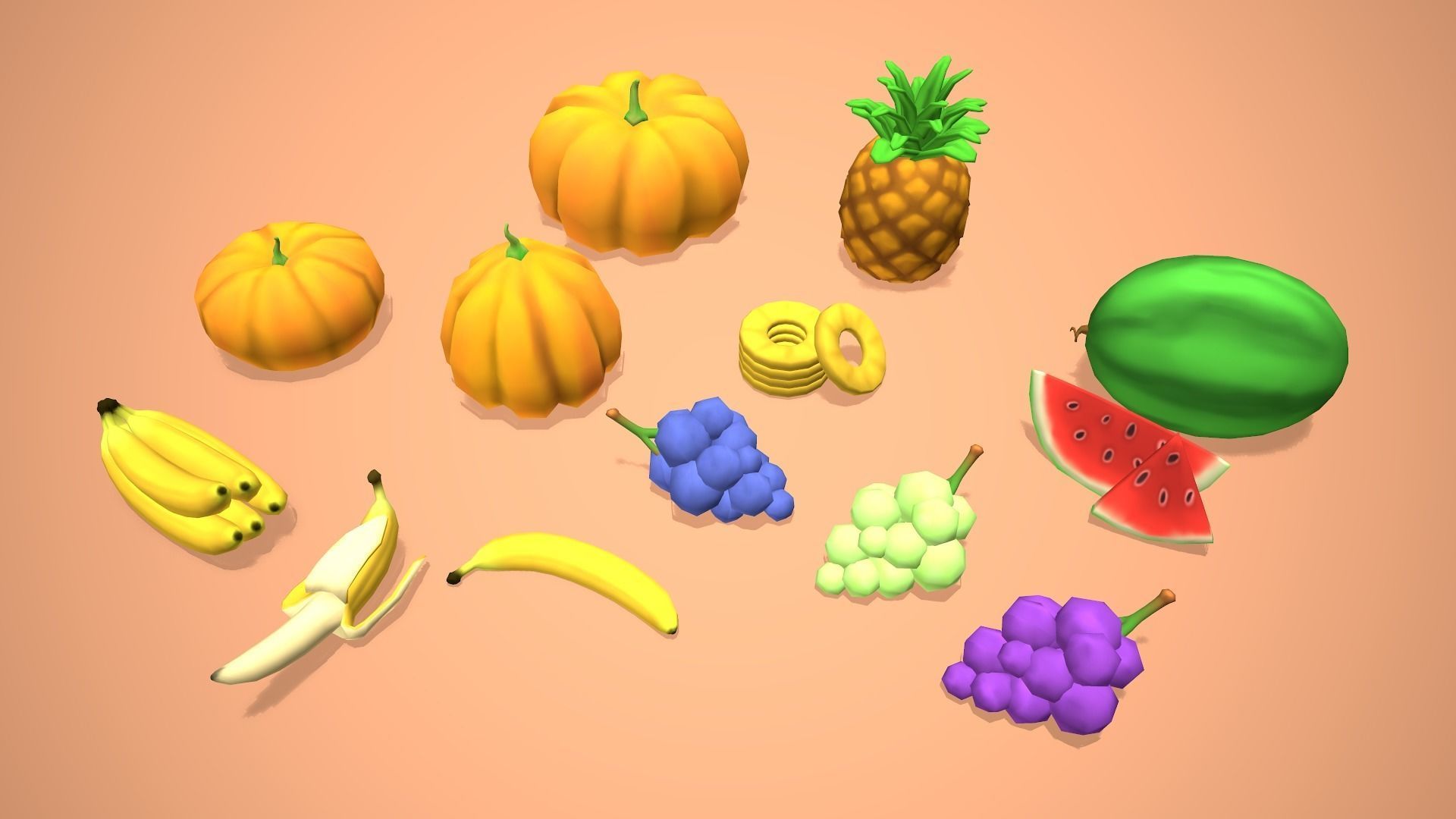 Fruits And Vegetables - Stylized Food Pack Low-poly 3D model_6