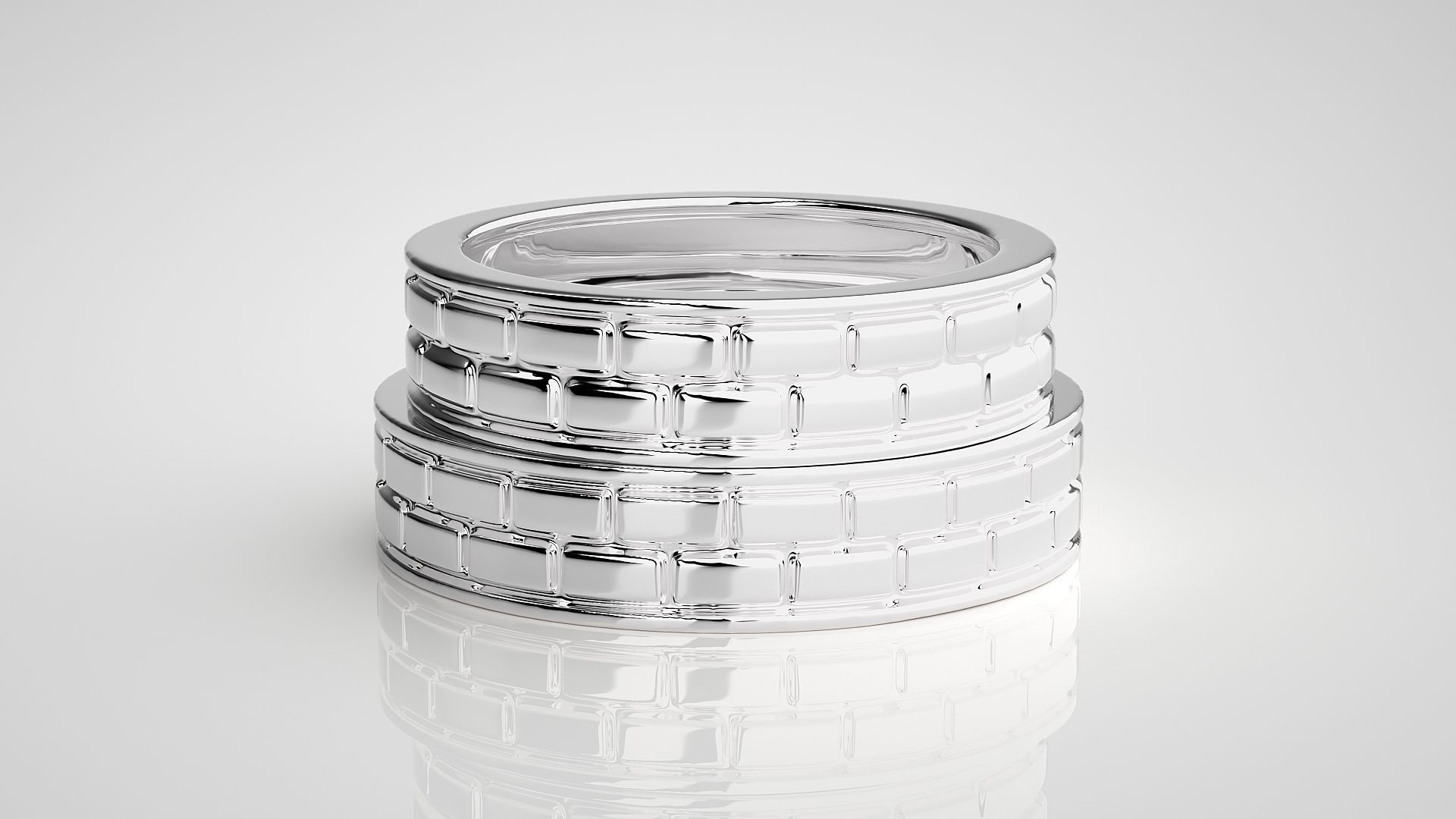 Italian Plain Gold Couple Band Ring 3dm stl render detail 3D print model_6