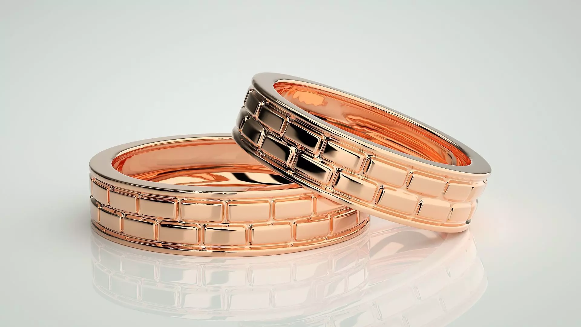 Italian Plain Gold Couple Band Ring 3dm stl render detail 3D print model_0