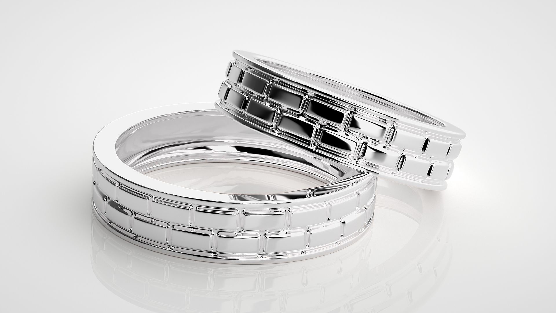 Italian Plain Gold Couple Band Ring 3dm stl render detail 3D print model_5