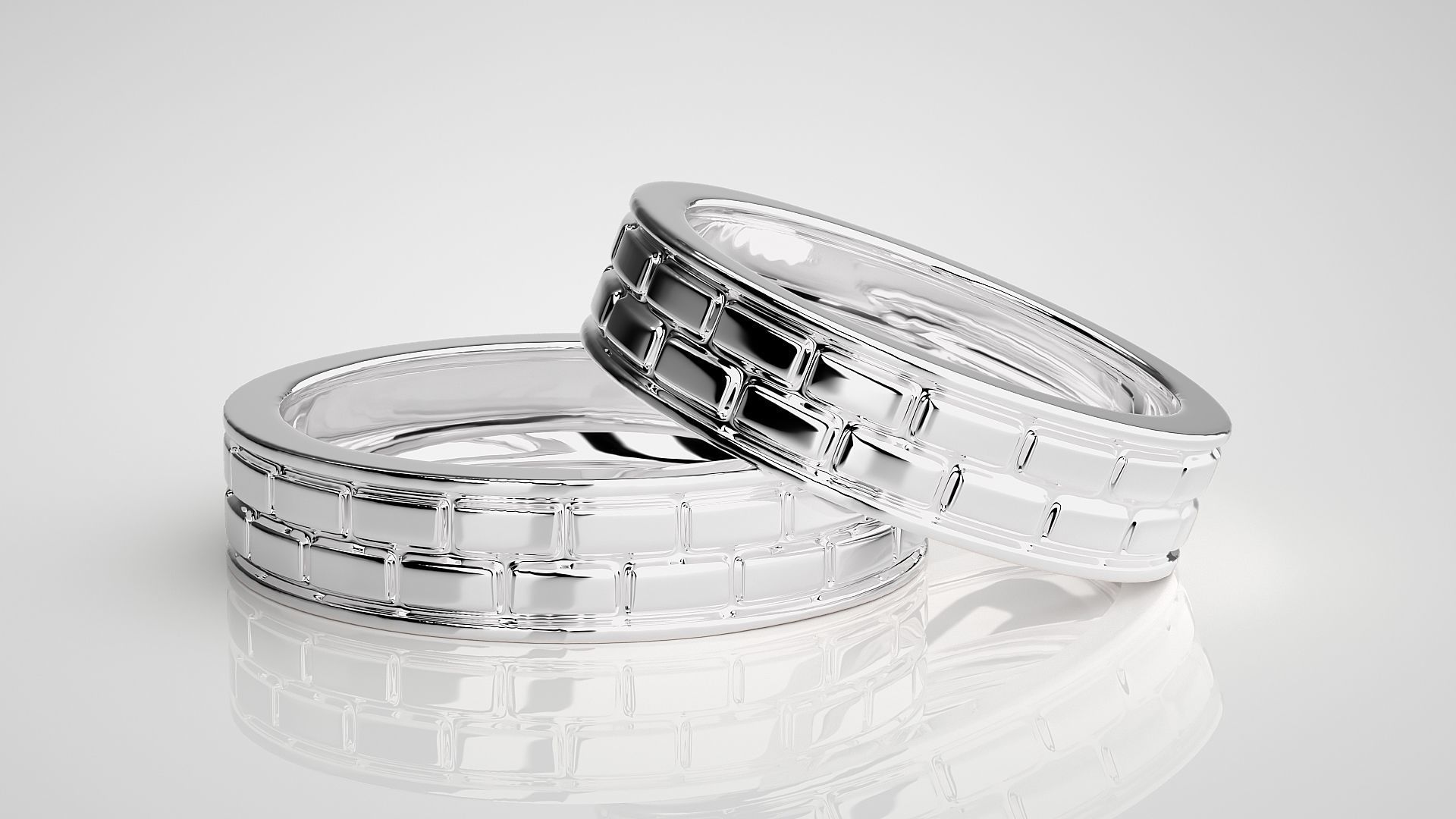 Italian Plain Gold Couple Band Ring 3dm stl render detail 3D print model_4