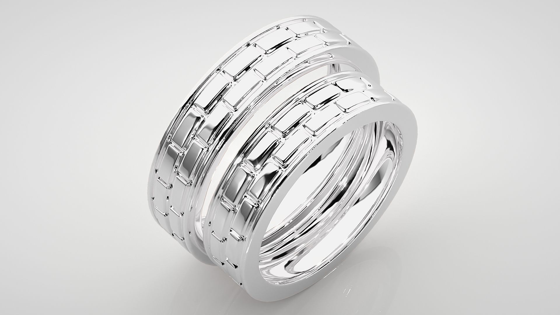 Italian Plain Gold Couple Band Ring 3dm stl render detail 3D print model_7