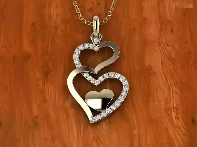 Diamond Jewelry  Hearts Pendant 3D print model
