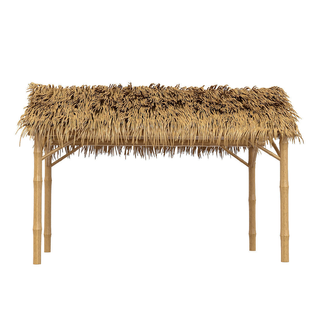 Bamboo shelter beach canopy 4-corner 3D model_3