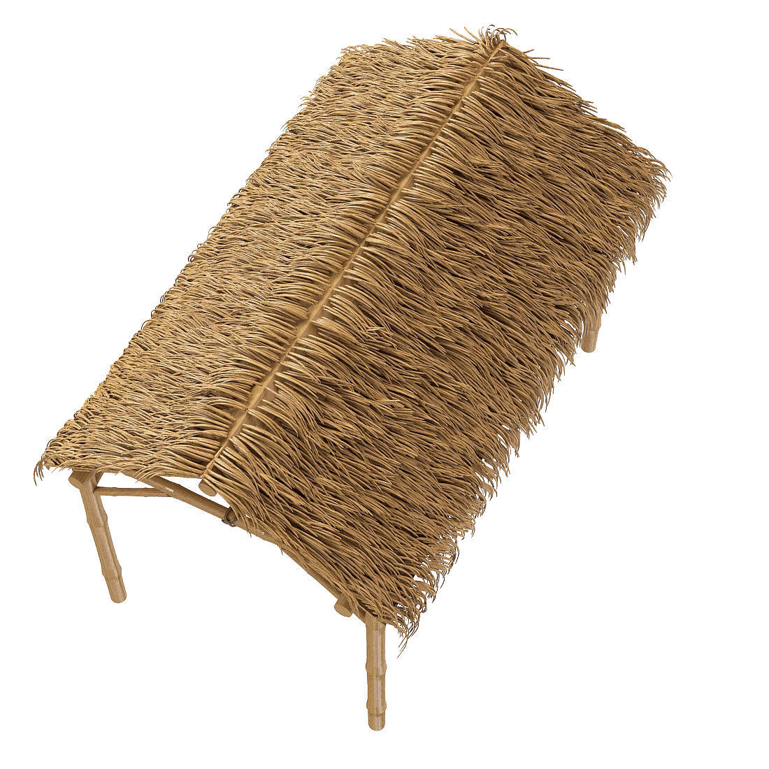 Bamboo shelter beach canopy 4-corner 3D model_4