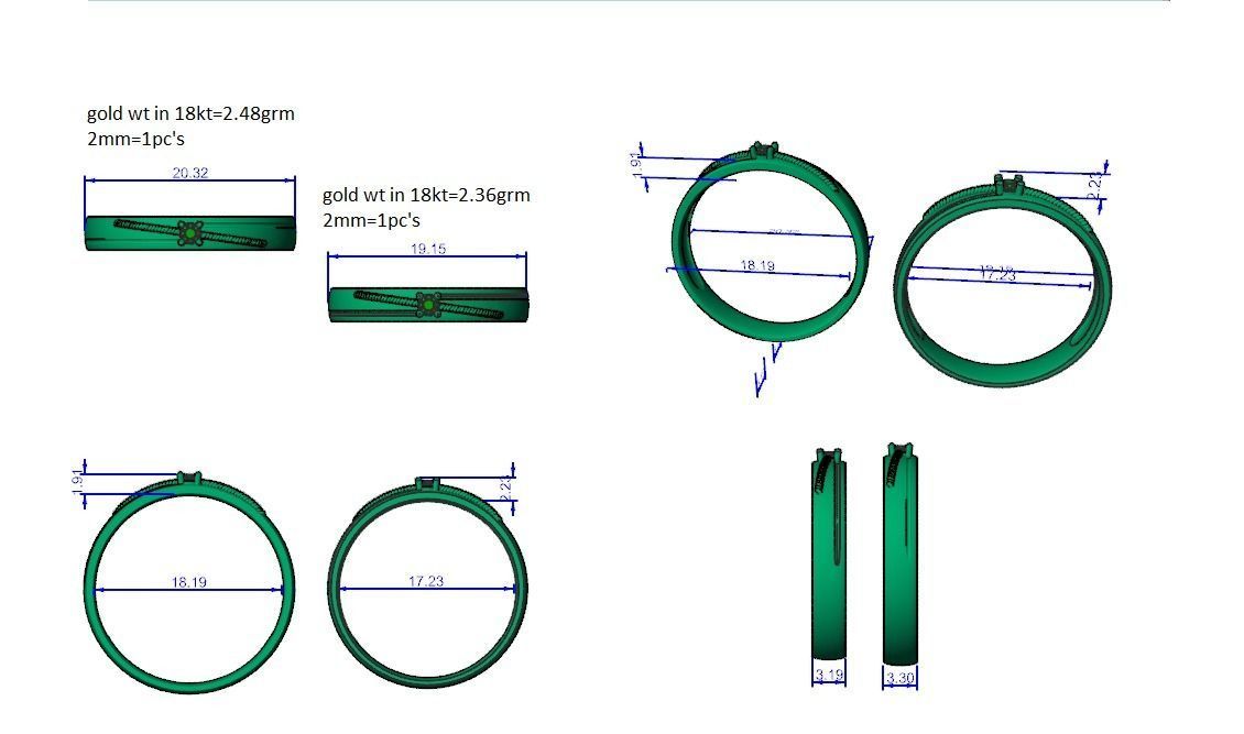 Solitaire Couple Band Ring 3dm stl render detail 3D print model_8