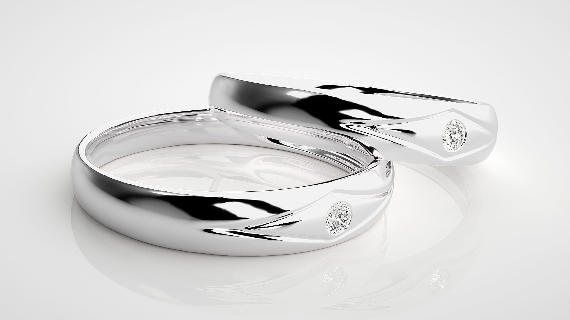 Titan Solitaire Couple Band Ring 3dm stl render detail 3D print model_6