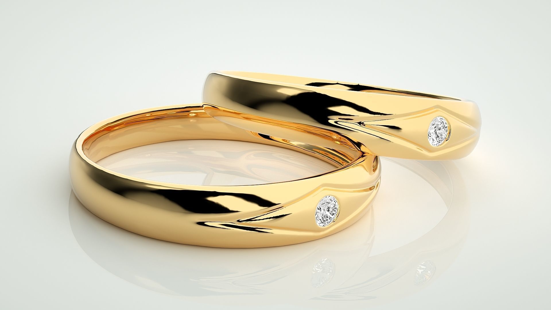 Titan Solitaire Couple Band Ring 3dm stl render detail 3D print model_10
