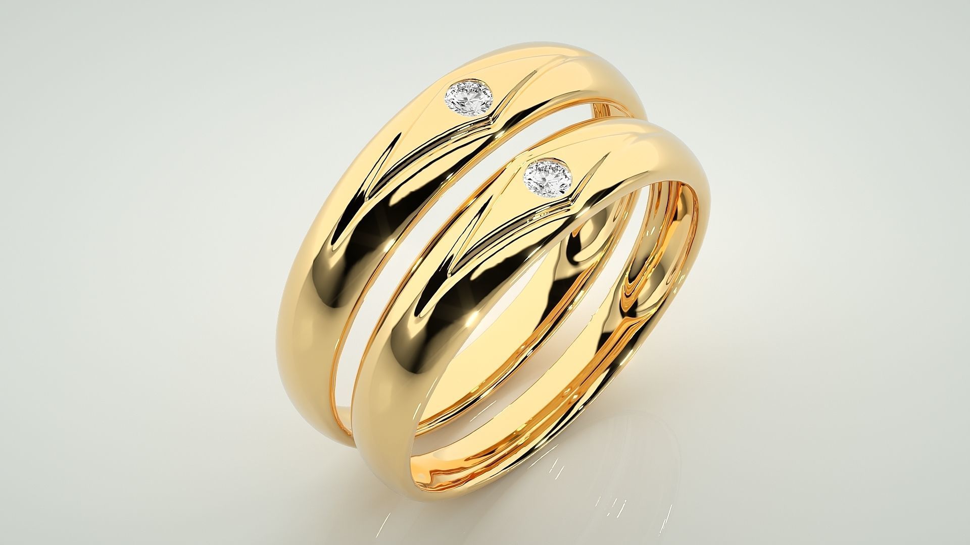 Titan Solitaire Couple Band Ring 3dm stl render detail 3D print model_12