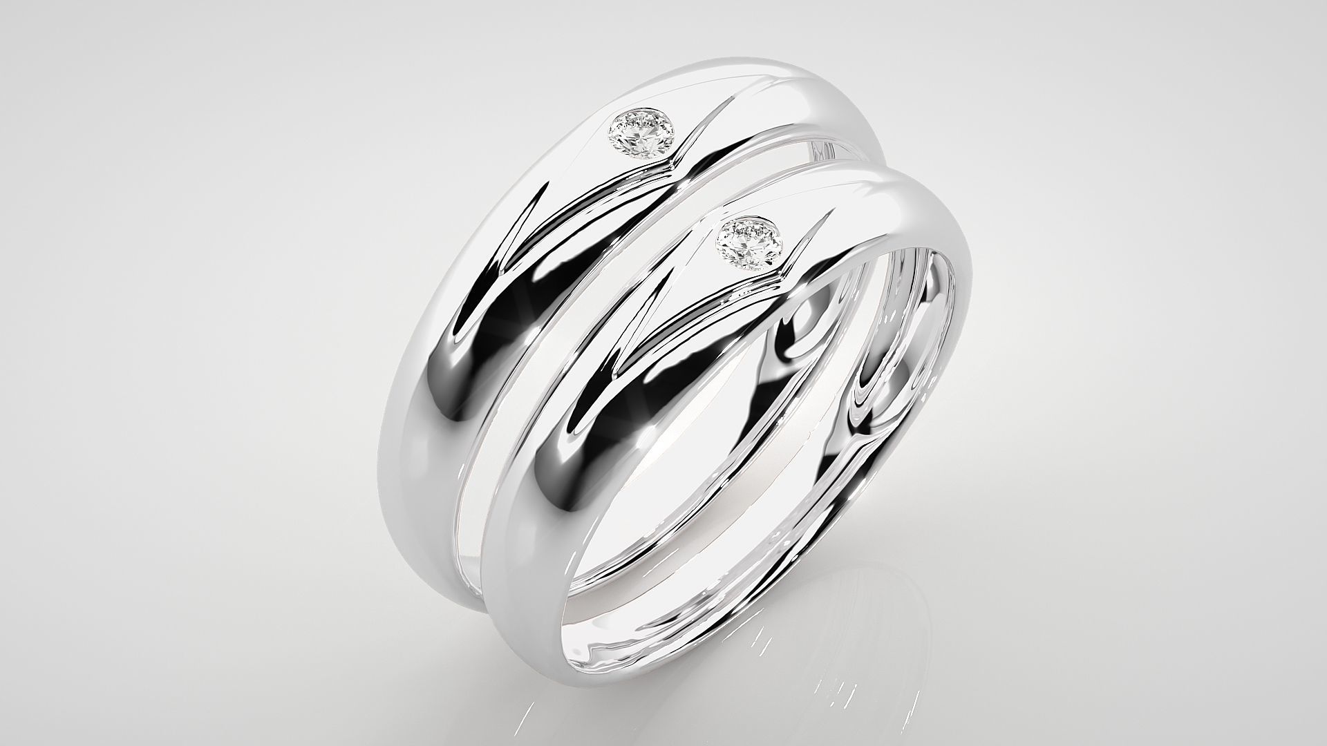 Titan Solitaire Couple Band Ring 3dm stl render detail 3D print model_8