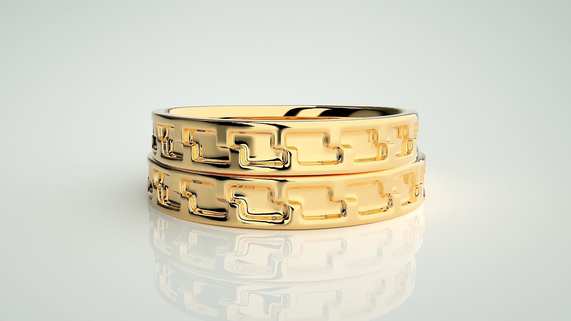 Plain Gold Z Couple Band Ring 3dm stl render detail 3D print model_11