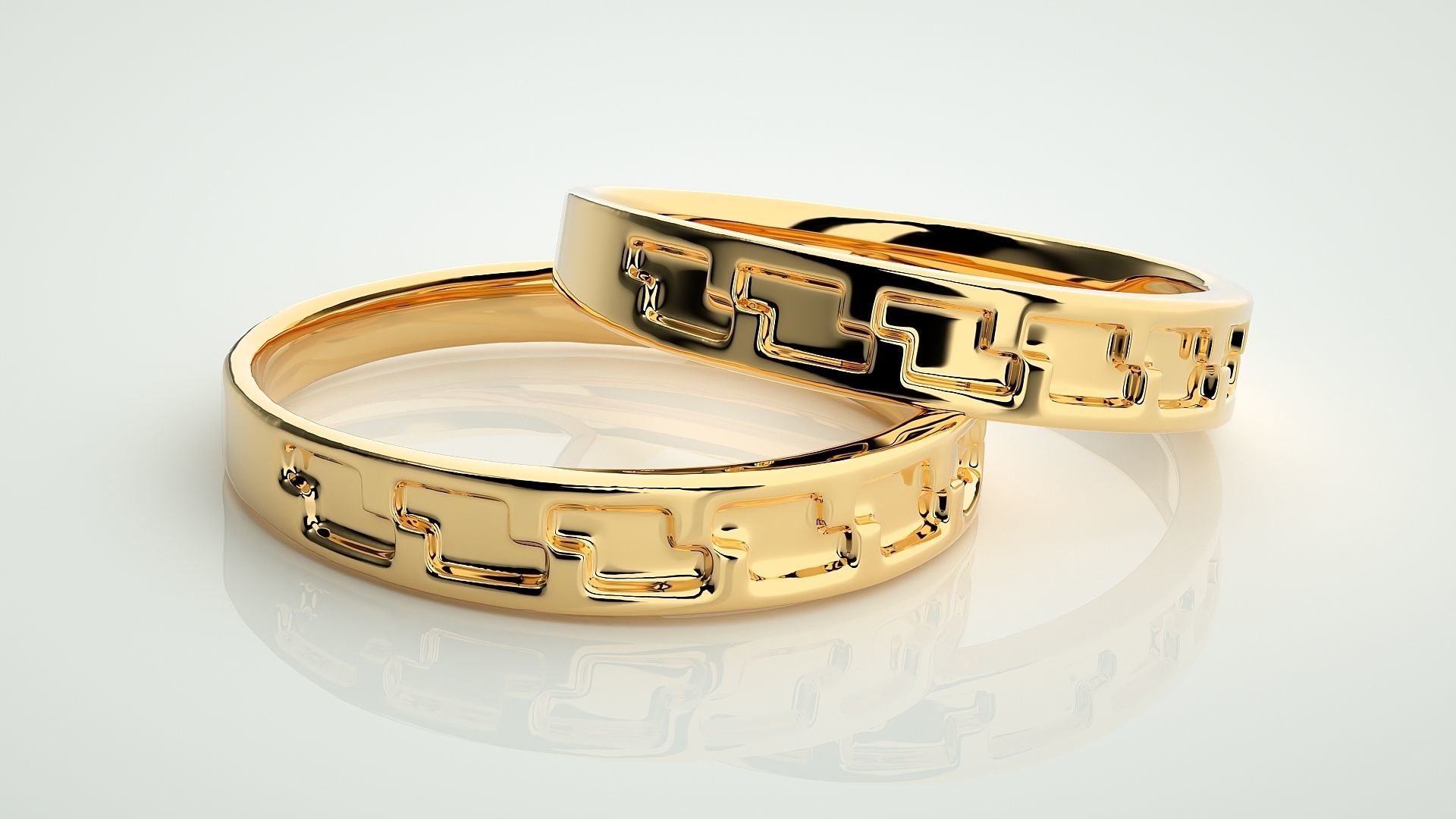 Plain Gold Z Couple Band Ring 3dm stl render detail 3D print model_10