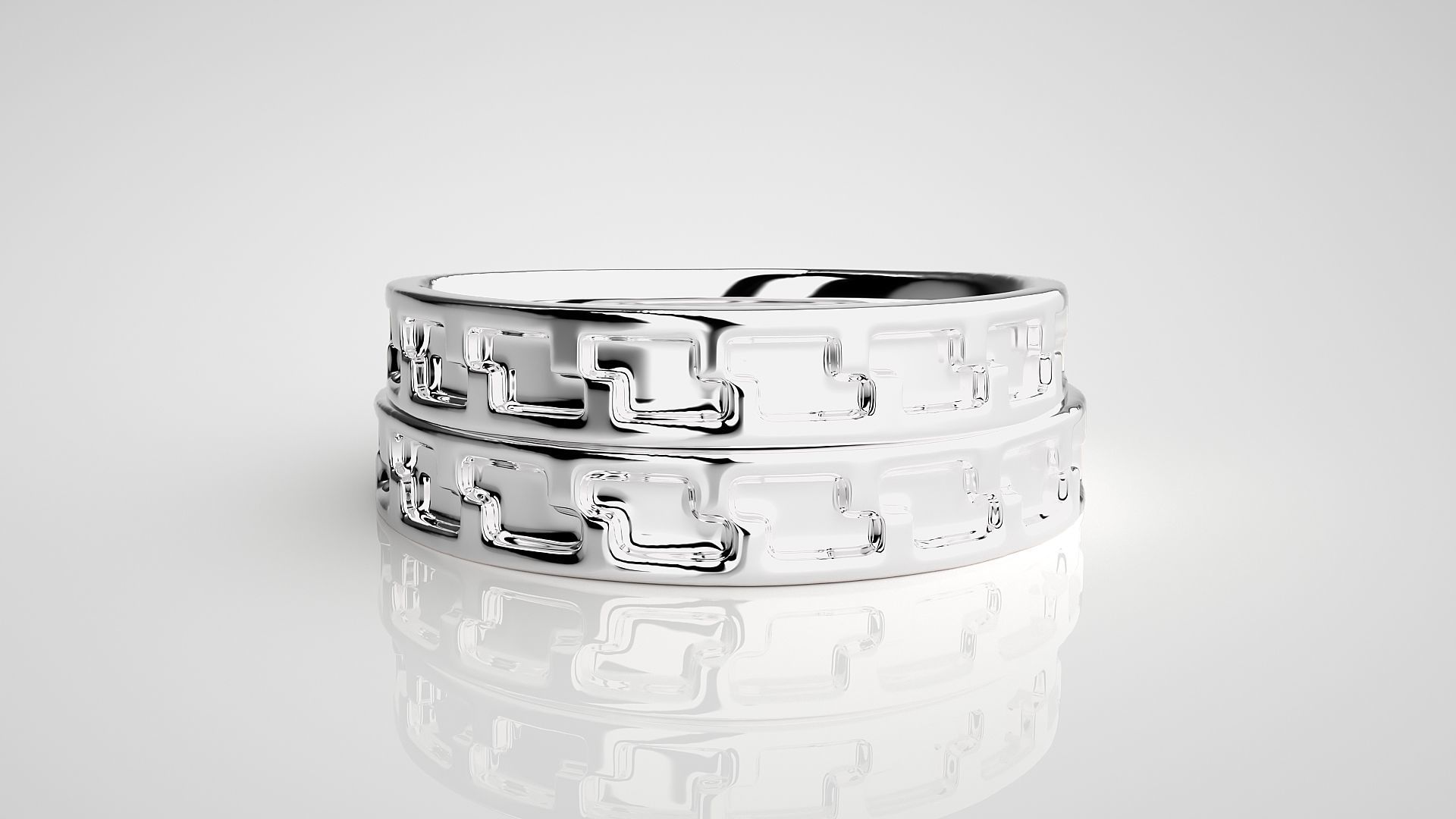 Plain Gold Z Couple Band Ring 3dm stl render detail 3D print model_7