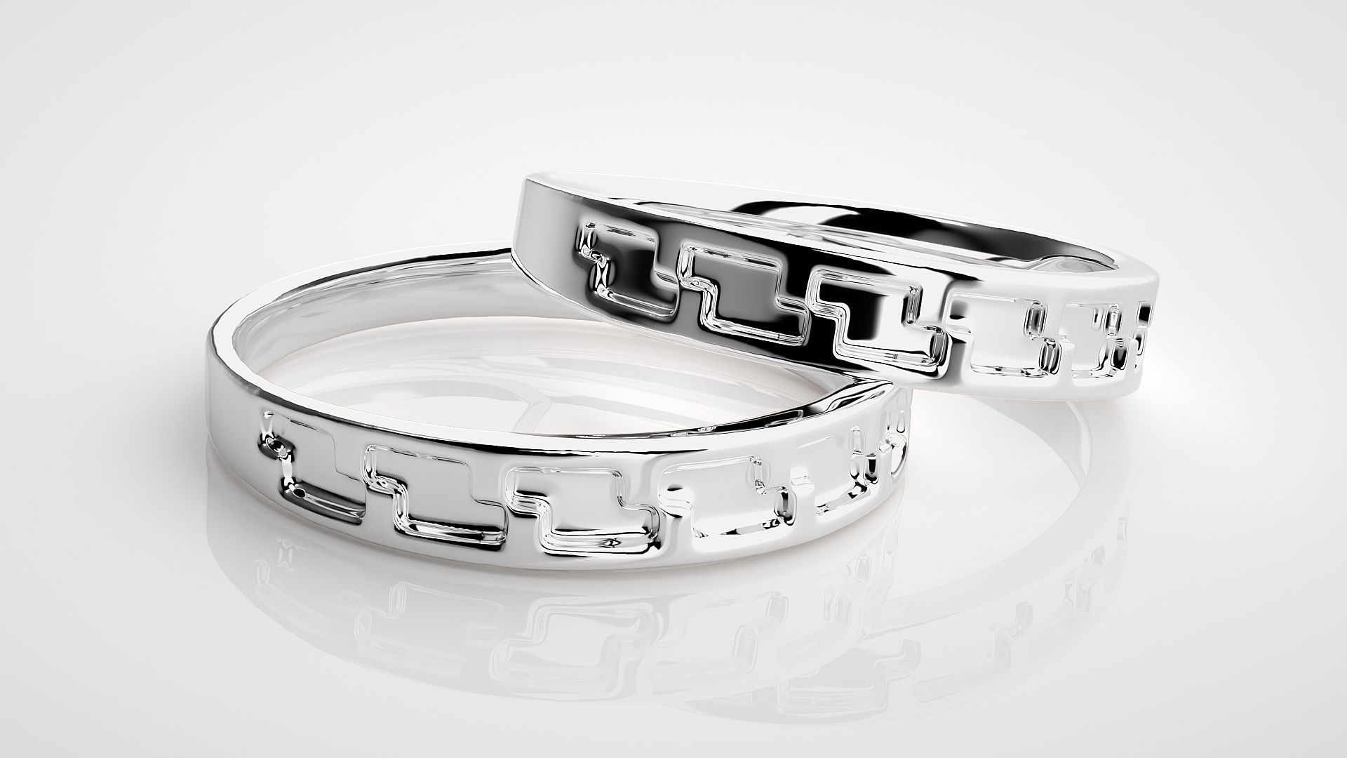 Plain Gold Z Couple Band Ring 3dm stl render detail 3D print model_6