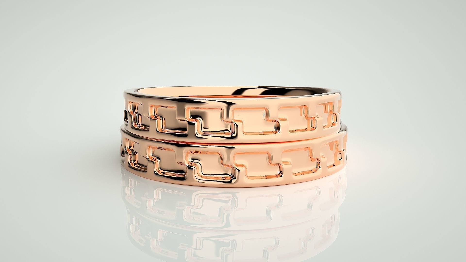 Plain Gold Z Couple Band Ring 3dm stl render detail 3D print model_2