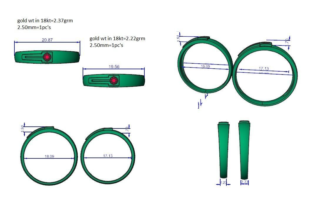 Solitaire Couple Band Ring 3dm stl render detail 3D print model_5