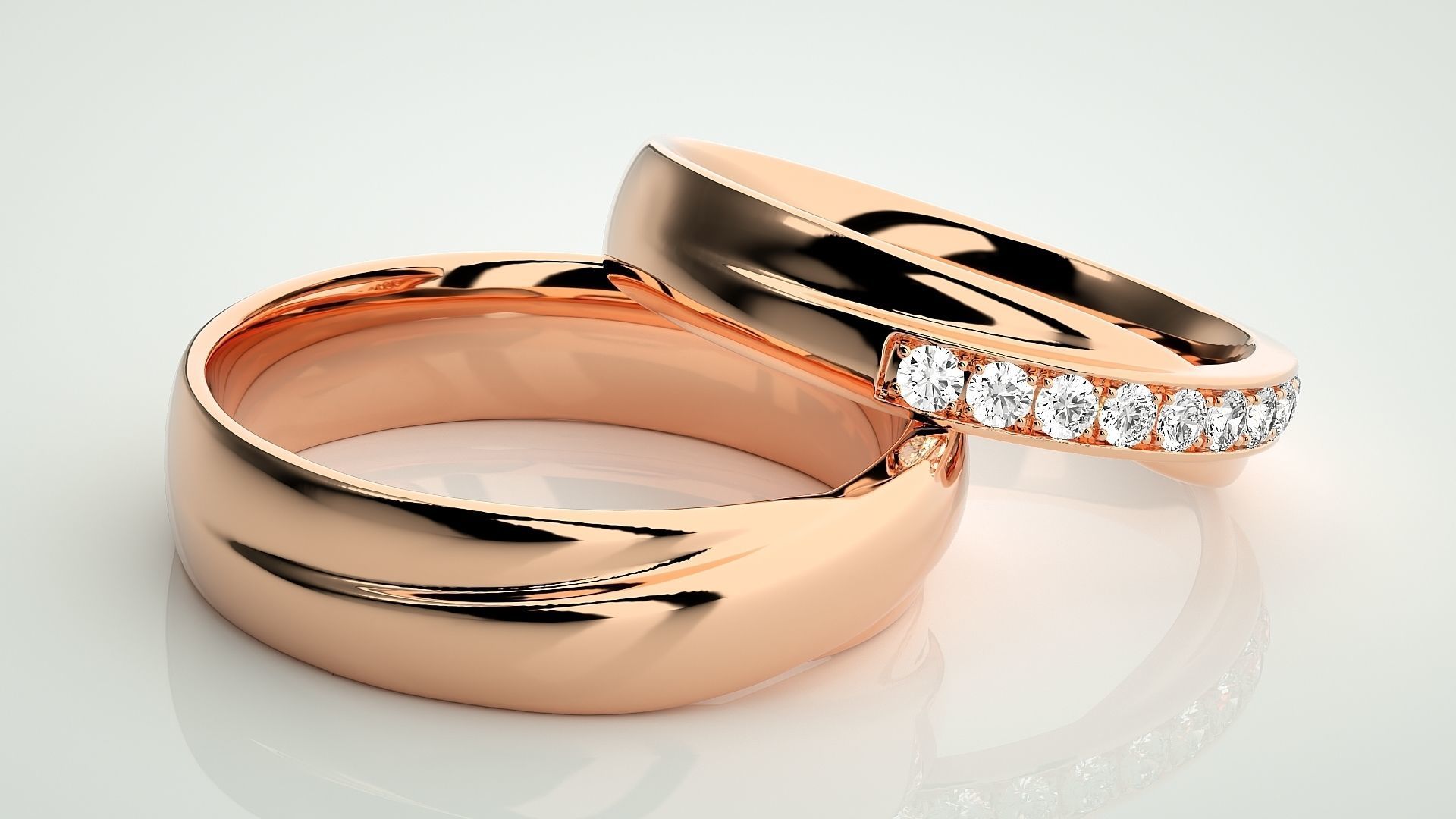 Solitaire Rope Couple Band Ring 3dm stl render detail 3D print model_1