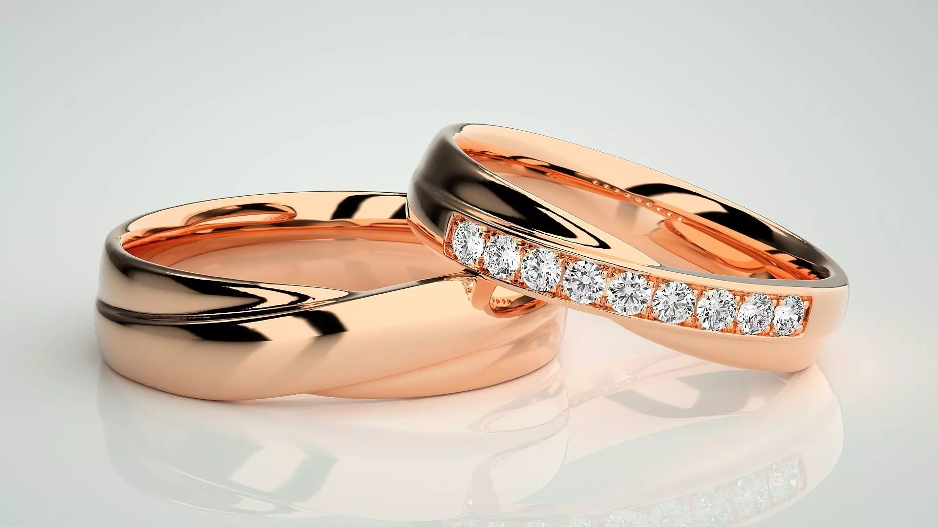 Solitaire Rope Couple Band Ring 3dm stl render detail 3D print model_0