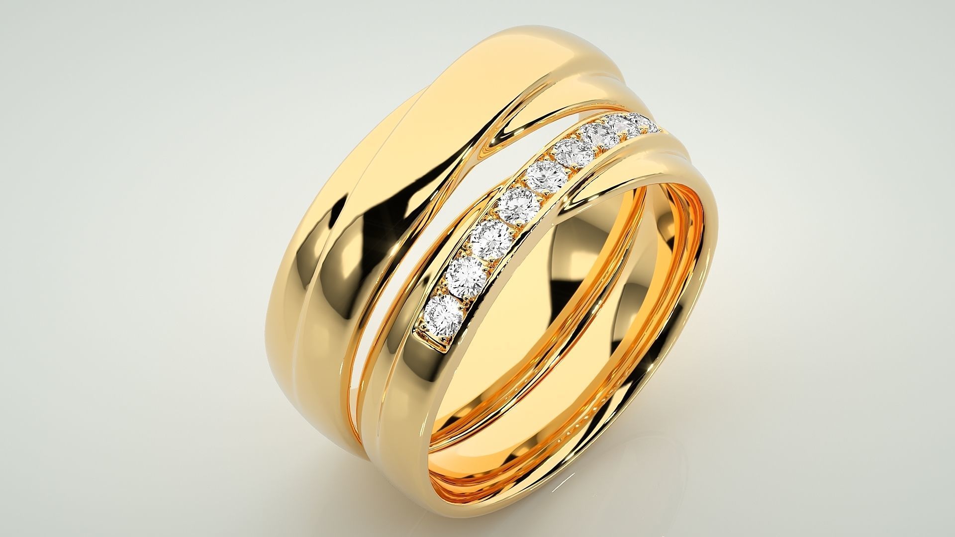 Solitaire Rope Couple Band Ring 3dm stl render detail 3D print model_12