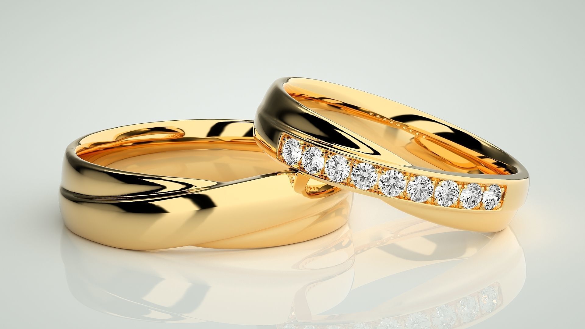 Solitaire Rope Couple Band Ring 3dm stl render detail 3D print model_9
