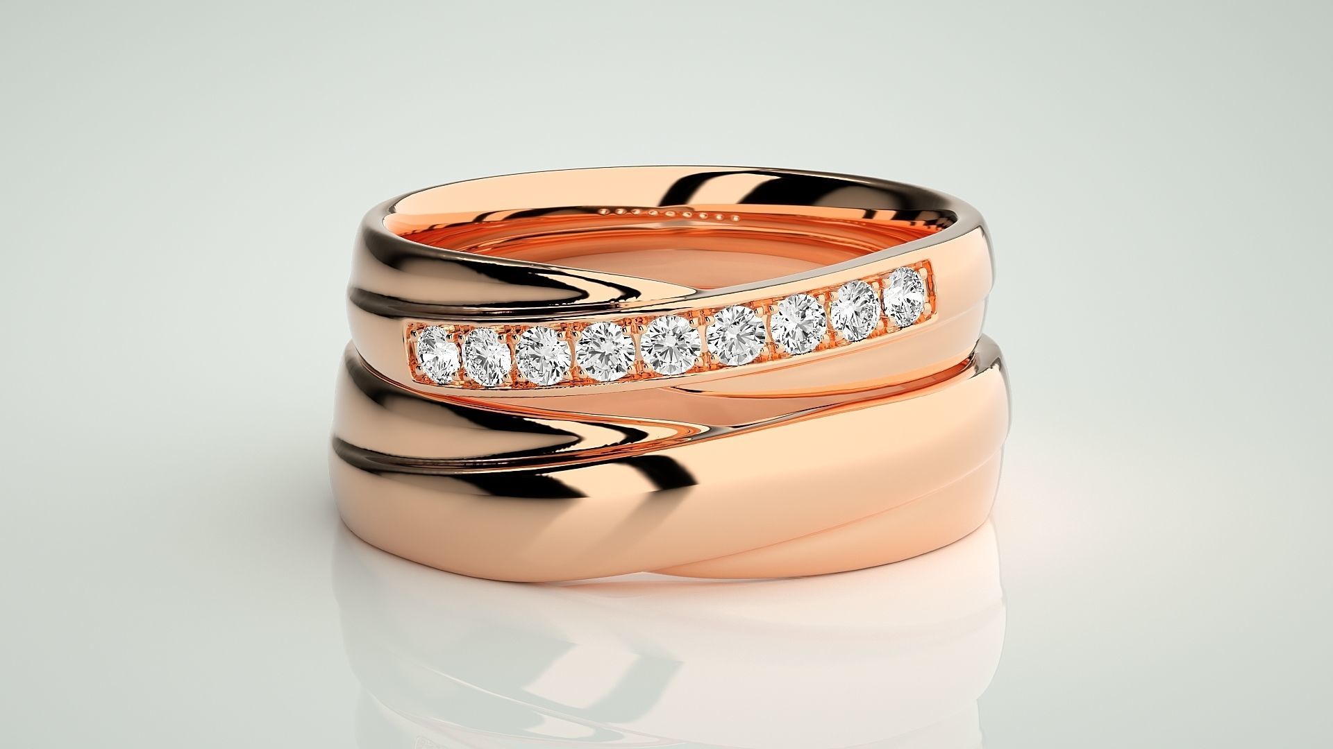 Solitaire Rope Couple Band Ring 3dm stl render detail 3D print model_2