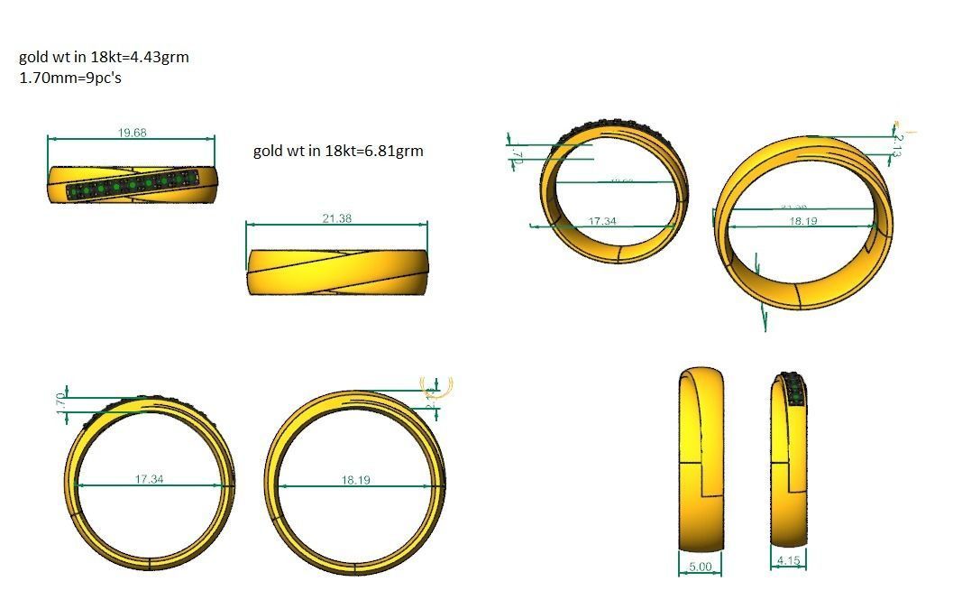 Solitaire Rope Couple Band Ring 3dm stl render detail 3D print model_4