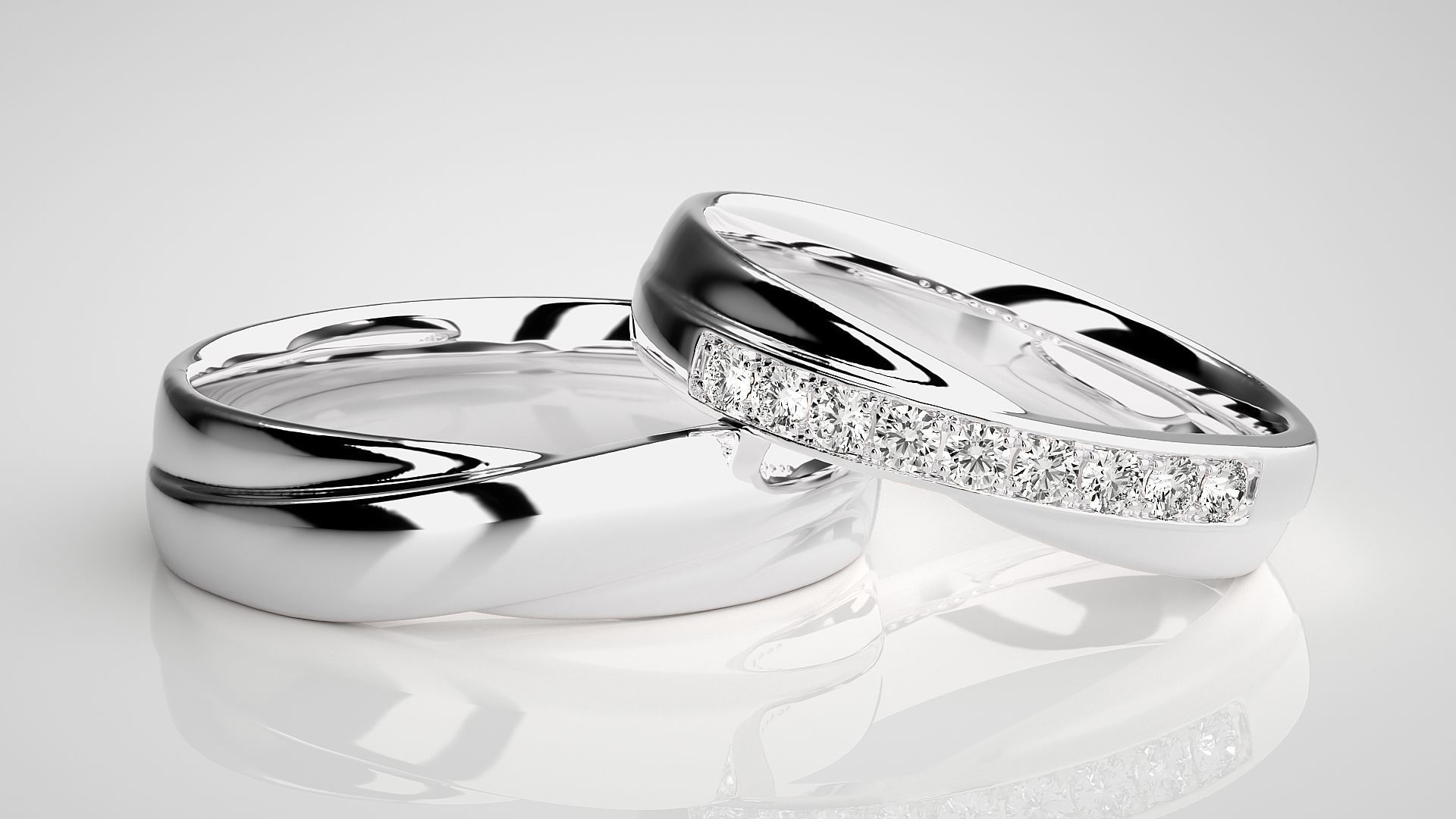 Solitaire Rope Couple Band Ring 3dm stl render detail 3D print model_5