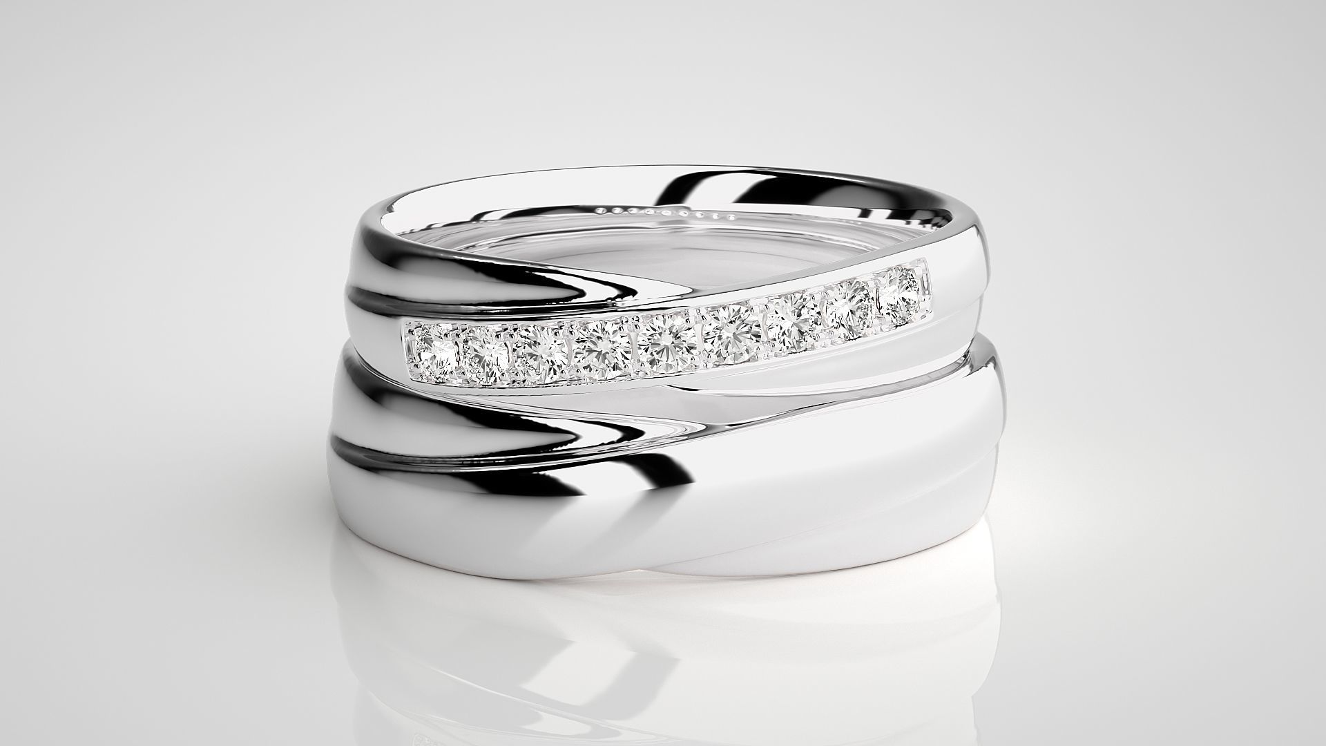 Solitaire Rope Couple Band Ring 3dm stl render detail 3D print model_7