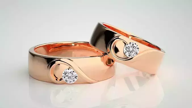 Heart Love Valentine Solitaire Couple Band Ring 3dm stl render 3D print model Heart Love Valentine Solitaire Couple Band Ring 3dm stl render 3D print model