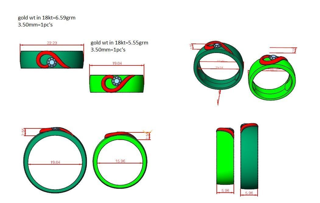 Heart Love Valentine Solitaire Couple Band Ring 3dm stl render 3D print model_4