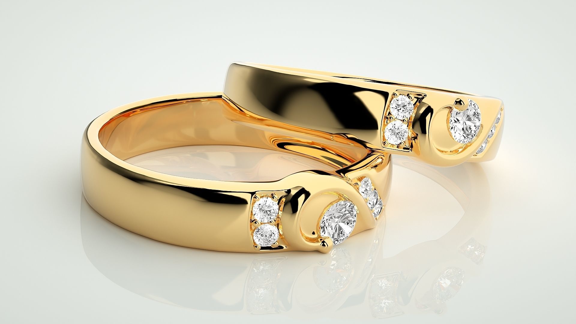 Heart Love Valentine Solitaire Couple Band Ring 3dm stl render 3D print model_10