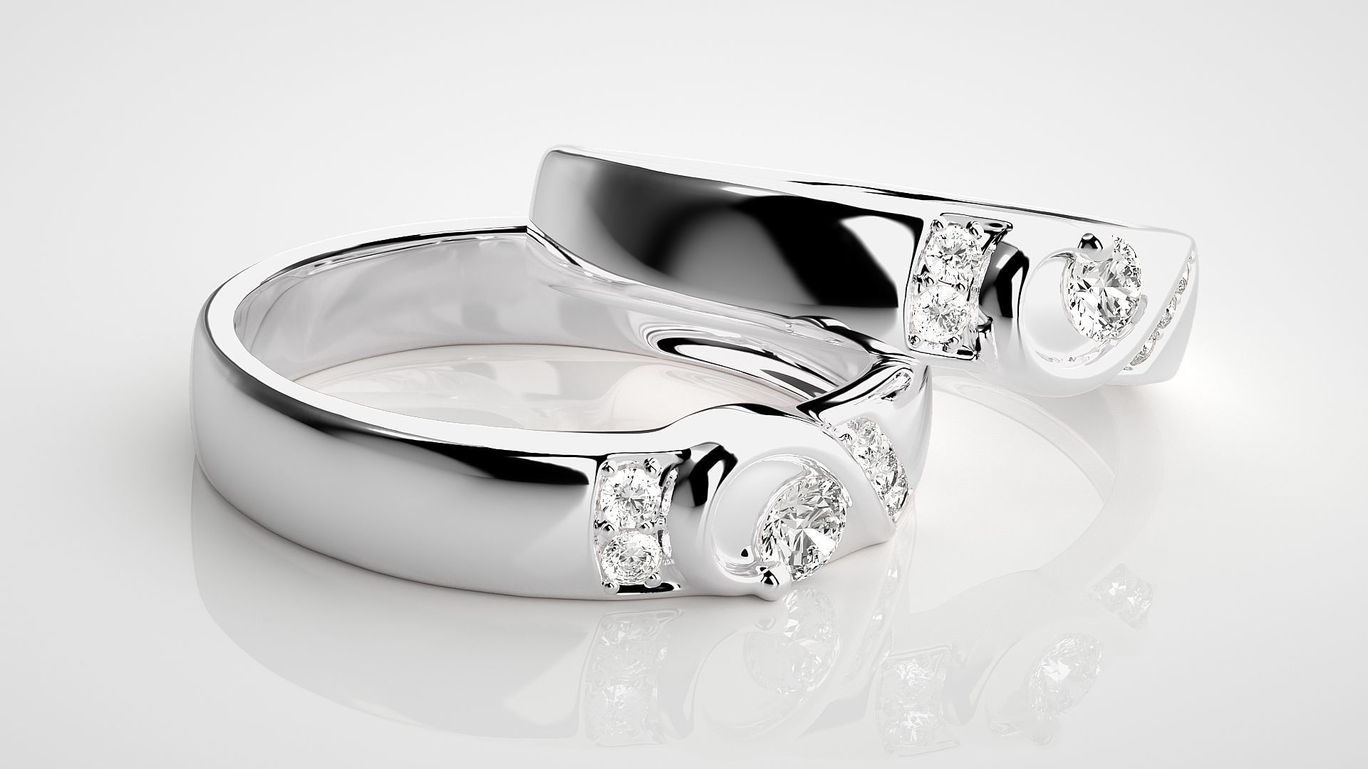 Heart Love Valentine Solitaire Couple Band Ring 3dm stl render 3D print model_6